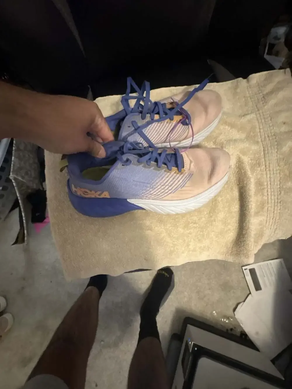 Hoka One One Mach 3 Size 9 Blue Pink Running Shoes
